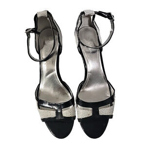 Calvin Klein Kammy Black/White Ankle Strap High Heel Shoes Size 8 M